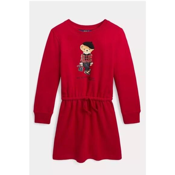 Polo by Ralph Lauren Other - NEW Ralph Lauren Girls 12/14 Polo Bear Knit Sweater Dress Red Fleece Christmas